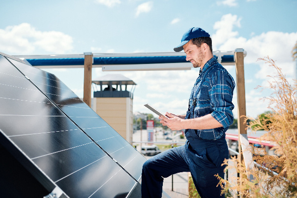 Man Inspecting Solar panel