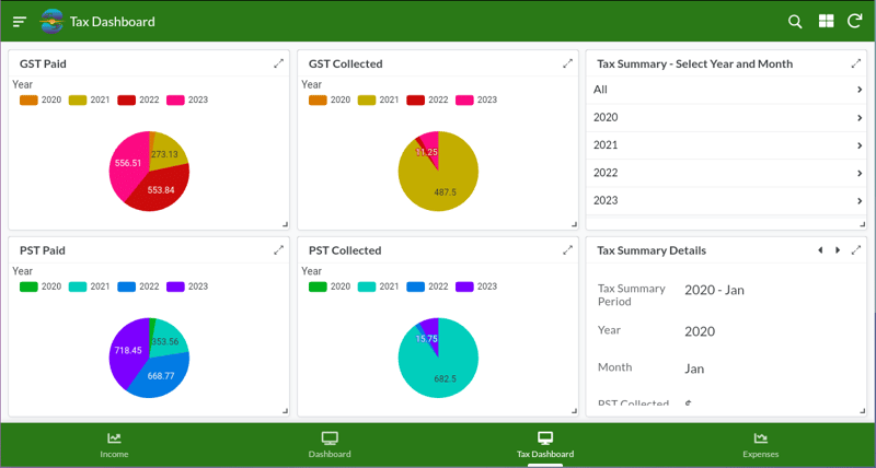 Tax dashboard