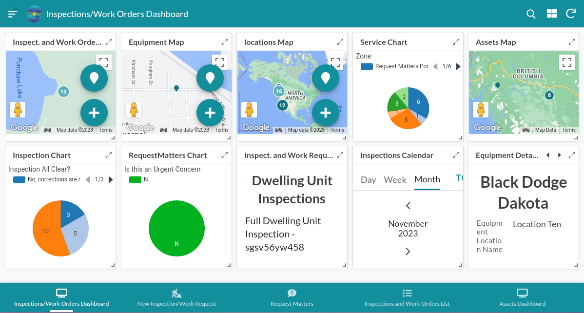 Inspections and work orders dashboard