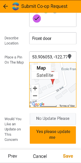 Repair request with google mapping