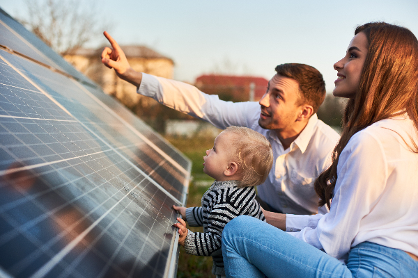happy family liking at solar panels-2