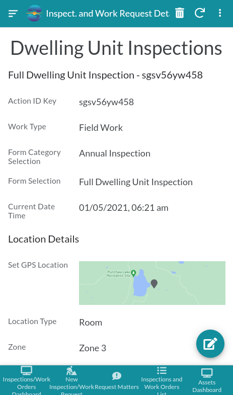 inspection and work request fprm