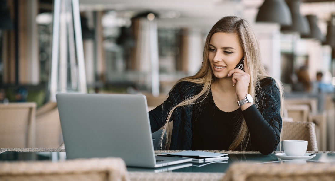 young woman on computer